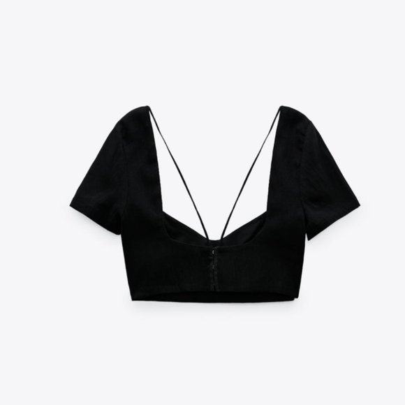 Zara Tops Nwt Zara Linen Blend Crop Top Poshmark
